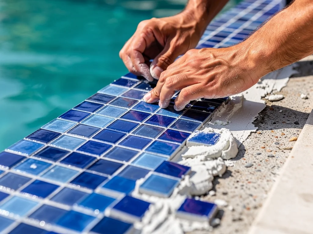 Reprise des joints et du carrelage d'une piscine maçonnée